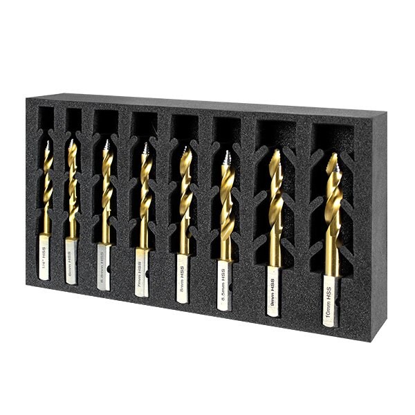 HMT Cobalt Drill InsertFoam Set: 5, 6, 6.8, 7, 7.5, 8, 9, 10mm